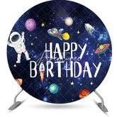 Aperturee - Universe Planet Rocket Alien Round Birthday Backdrop